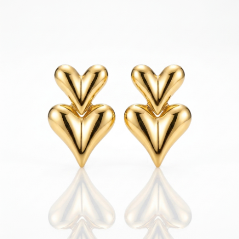 Golden Glow Bold Pavé Butterfly High Polish Euro-American Metal Earrings