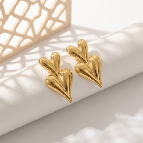 Golden Glow Bold Pavé Butterfly High Polish Euro-American Metal Earrings Hover