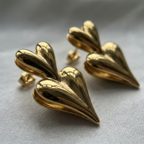 Golden Glow Bold Pavé Butterfly High Polish Euro-American Metal Earrings