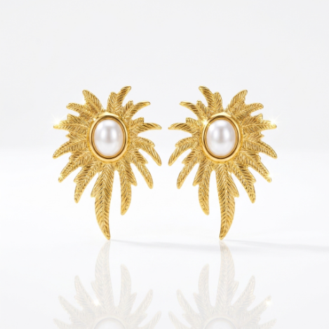 Golden Glow Bold Pavé Butterfly High Polish Euro-American Metal Earrings