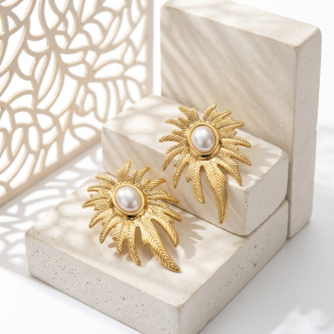 Golden Glow Bold Pavé Butterfly High Polish Euro-American Metal Earrings Hover