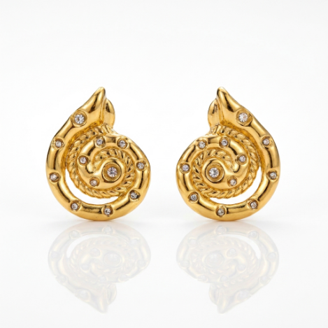 Golden Glow Pavé Butterfly High Polish Euro-American Fashion Metal Earrings