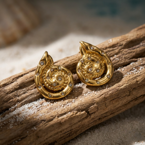 Golden Glow Pavé Butterfly High Polish Euro-American Fashion Metal Earrings Hover