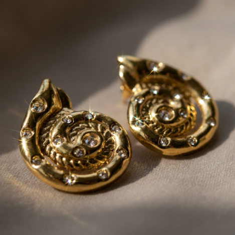 Golden Glow Pavé Butterfly High Polish Euro-American Fashion Metal Earrings
