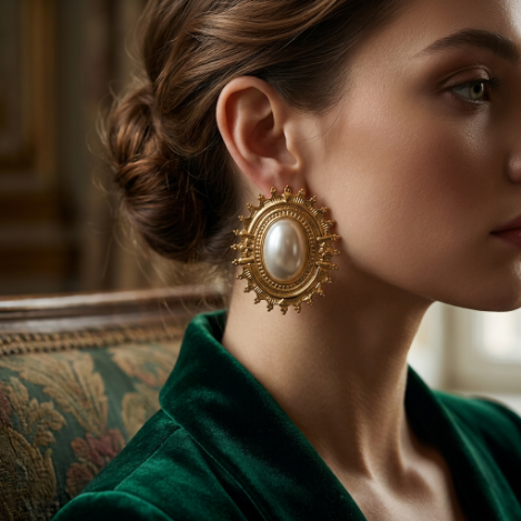Golden Glow Full Pavé Butterfly High Polish Euro-American Fashion Metal Earrings