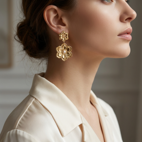 Golden Glow Pavé Butterfly High Polish Euro-American Fashion Metal Earrings