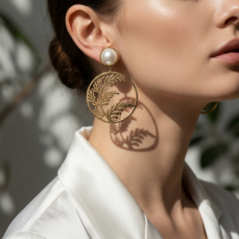 Golden Glow Pavé Butterfly High Polish Stainless Steel Earrings