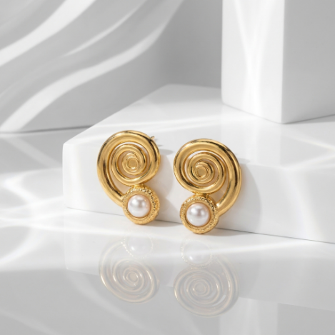 Golden Glow Pavé Butterfly High Polish Stainless Steel Earrings Hover