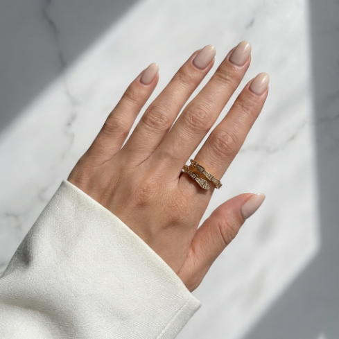 Starry Classic Accent Stone 5A Stone Minimalist High Polish 304 Stainless Steel Ring Hover