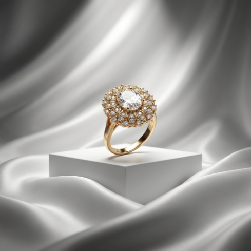 Golden Glow Signet Classic Accent Stone 5A Stone High Polish 304 Stainless Steel Ring