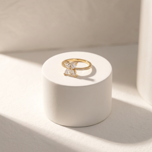 Starline Lightweight Classic Accent Stone 5A Stone Minimalist 304 Stainless Steel Ring