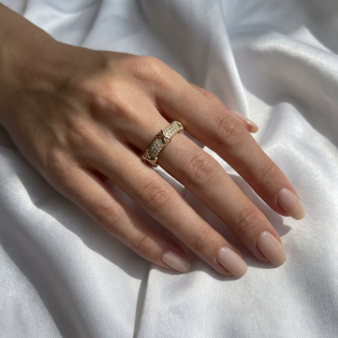 Classic Accent Stone 5A Stone Minimalist High Polish Vacuum Plated 304 Stainless Steel Ring