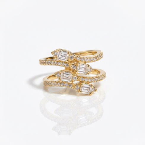Golden Glow Lightweight Classic Accent Stone 5A Stone Minimalist 304 Stainless Steel Ring