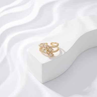 Golden Glow Lightweight Classic Accent Stone 5A Stone Minimalist 304 Stainless Steel Ring Hover