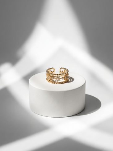 Classic Zircon Accent Stone 5A Stone High Polish Vacuum Plated 304 Stainless Steel Ring Hover