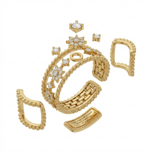 Classic Zircon Accent Stone 5A Stone High Polish Vacuum Plated 304 Stainless Steel Ring