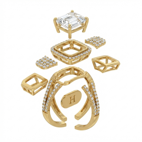 Golden Glow Classic Accent Stone 5A Stone High Polish Vacuum Plated 304 Stainless Steel Ring