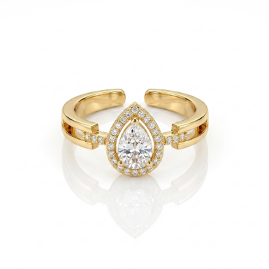 Golden Glow Lightweight Classic Pavé Zircon Accent Stone 304 Stainless Steel Ring