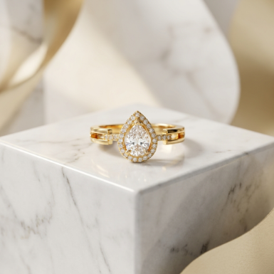 Golden Glow Lightweight Classic Pavé Zircon Accent Stone 304 Stainless Steel Ring Hover