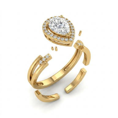 Golden Glow Lightweight Classic Pavé Zircon Accent Stone 304 Stainless Steel Ring