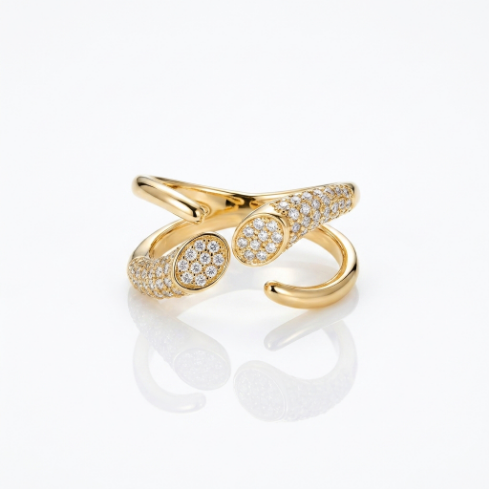 Stone Row Classic Motif Slim Pavé Zircon 304 Stainless Steel Ring