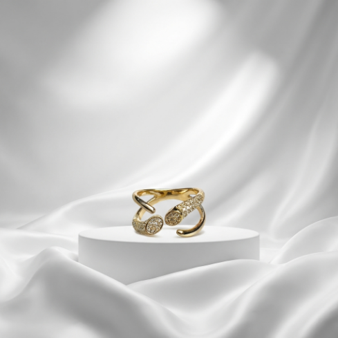 Stone Row Classic Motif Slim Pavé Zircon 304 Stainless Steel Ring Hover