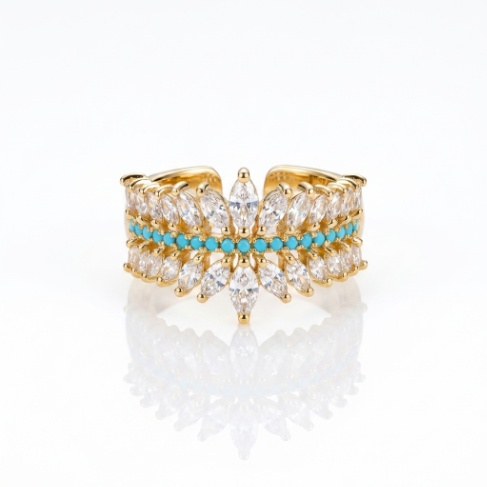 Lightweight Classic Motif Pavé Zircon Accent Stone 304 Stainless Steel Ring
