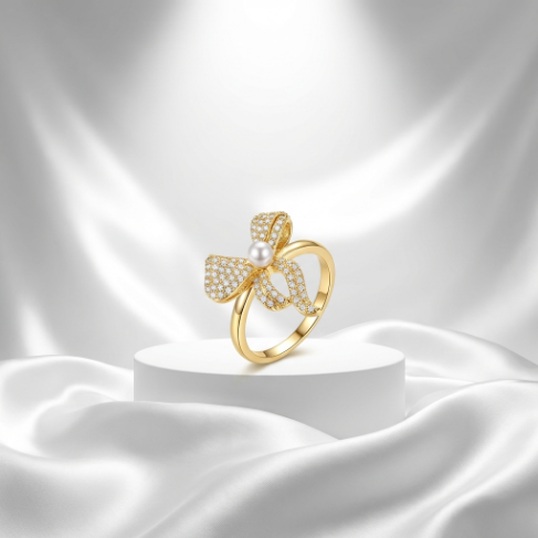 Stone Row Classic Motif Pavé Zircon 5A Stone 304 Stainless Steel Ring
