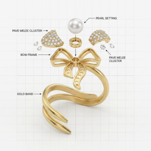 Stone Row Classic Motif Pavé Zircon 5A Stone 304 Stainless Steel Ring