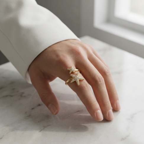 Golden Glow Stone Row Classic Motif Slim Pavé 304 Stainless Steel Ring