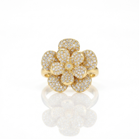 Stone Row Classic Motif Pavé Zircon Accent Stone 304 Stainless Steel Ring