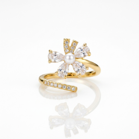 Golden Glow Stone Row Classic Slim Pavé Zircon 304 Stainless Steel Ring