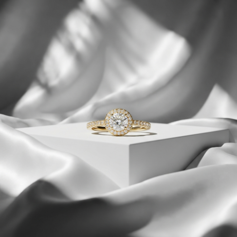 Golden Glow Stone Row Classic Motif Slim Pavé 304 Stainless Steel Ring Hover