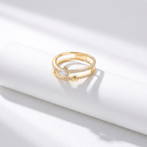 Signet Lightweight Pavé Zircon Accent Stone 5A Stone 304 Stainless Steel Ring