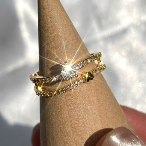 Signet Lightweight Pavé Zircon Accent Stone 5A Stone 304 Stainless Steel Ring