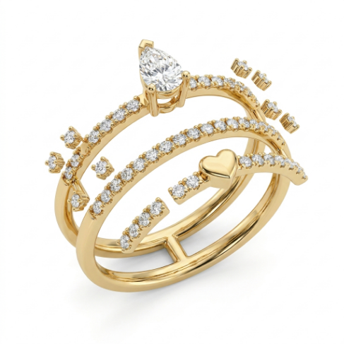 Signet Lightweight Pavé Zircon Accent Stone 5A Stone 304 Stainless Steel Ring