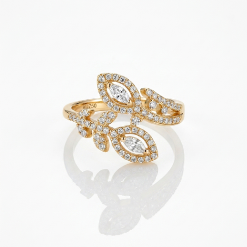Golden Glow Stone Row Classic Motif Pavé Zircon 304 Stainless Steel Ring