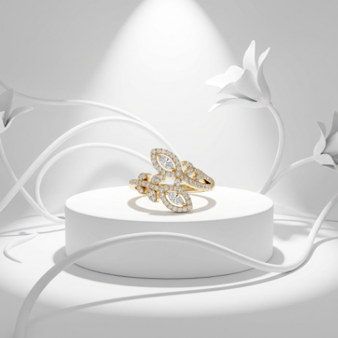 Golden Glow Stone Row Classic Motif Pavé Zircon 304 Stainless Steel Ring Hover