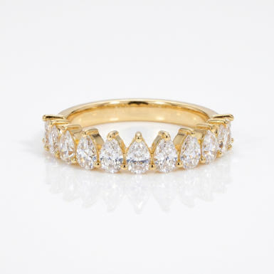 Golden Glow Stone Row Classic Motif Slim Pavé 304 Stainless Steel Ring