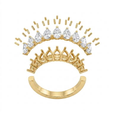 Golden Glow Stone Row Classic Motif Slim Pavé 304 Stainless Steel Ring