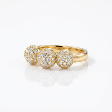 Golden Glow Stone Row Classic Motif Pavé Zircon 304 Stainless Steel Ring