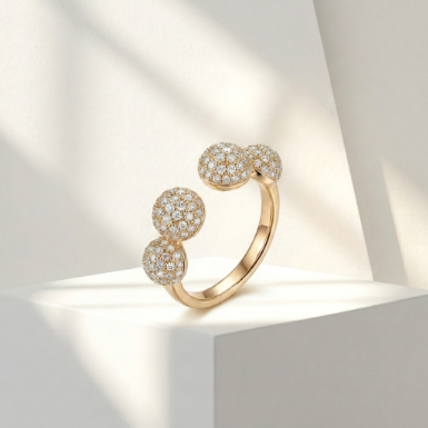 Golden Glow Stone Row Classic Motif Pavé Zircon 304 Stainless Steel Ring Hover