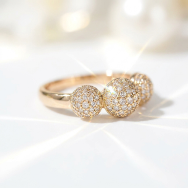 Golden Glow Stone Row Classic Motif Pavé Zircon 304 Stainless Steel Ring