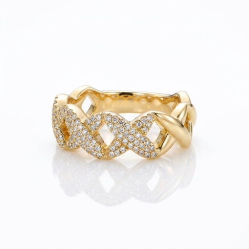 Signet Stone Row Pavé Zircon Accent Stone 5A Stone 304 Stainless Steel Ring
