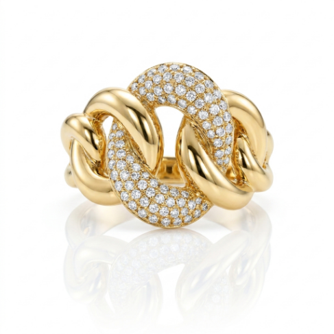 Signet Mid Band Lightweight Pavé Zircon Accent Stone 304 Stainless Steel Ring