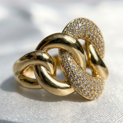 Signet Mid Band Lightweight Pavé Zircon Accent Stone 304 Stainless Steel Ring Hover
