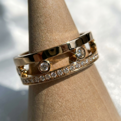 Signet Wide Band Stone Row Pavé Zircon Accent Stone 304 Stainless Steel Ring Hover