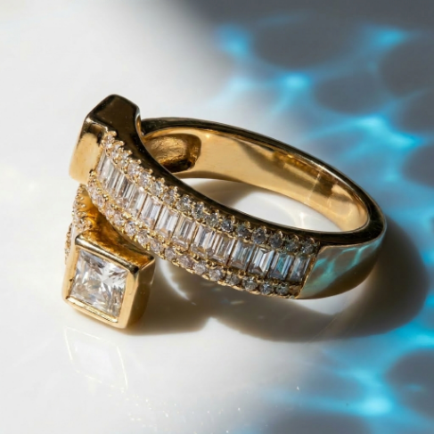 Mid Band Stone Row Pavé Zircon 5A Stone High Polish 304 Stainless Steel Ring Hover