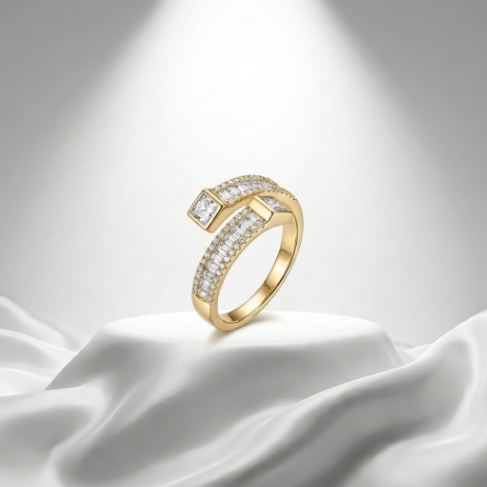 Mid Band Stone Row Pavé Zircon 5A Stone High Polish 304 Stainless Steel Ring