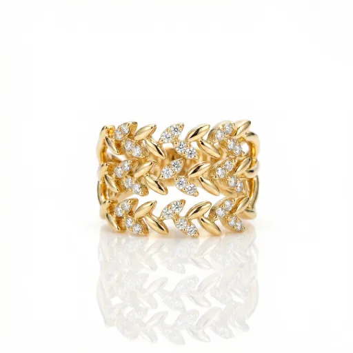 Delicate Classic Motif Slim Full Pavé Accent Stone 304 Stainless Steel Ring